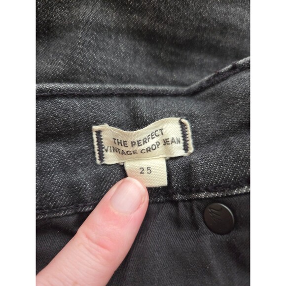Madewell The Perfect Vintage Crop Jean Women's 25 Black Stretch Denim High Rise - Picture 5 of 6